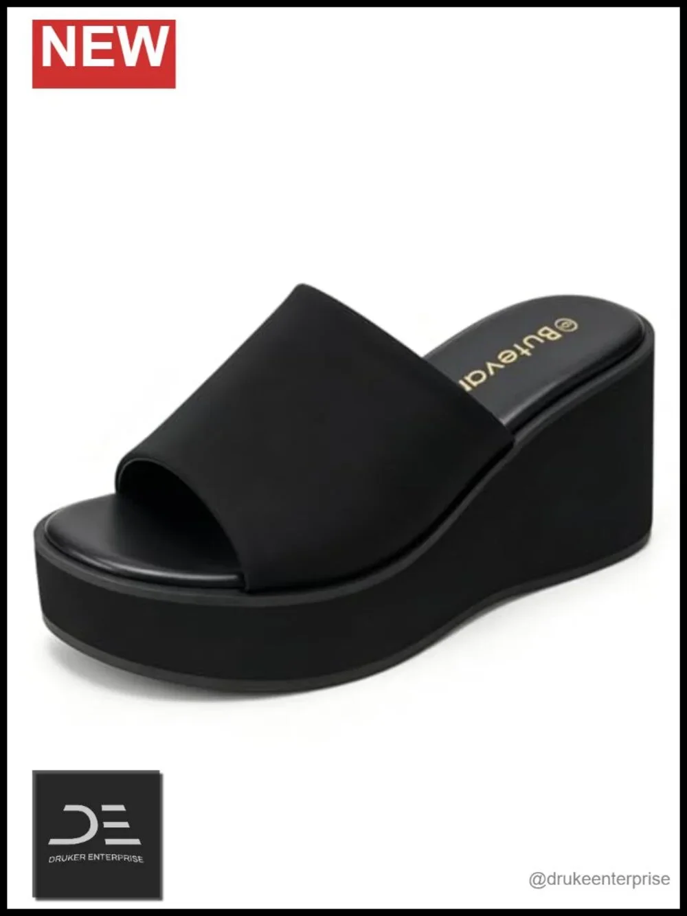 Chunky Wedge Sandals Memory Foam Insole Lycra Upper Slip-On Platform